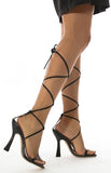 New Simple And Comfortable Runway Show Lace-Up High-Heeled Sandals