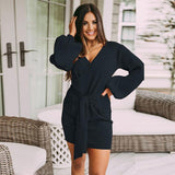 Women's Sexy Cocktail Batwing Long Sleeve Mini Dress